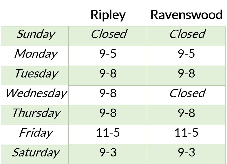 Hours Jackson County Public Libraries