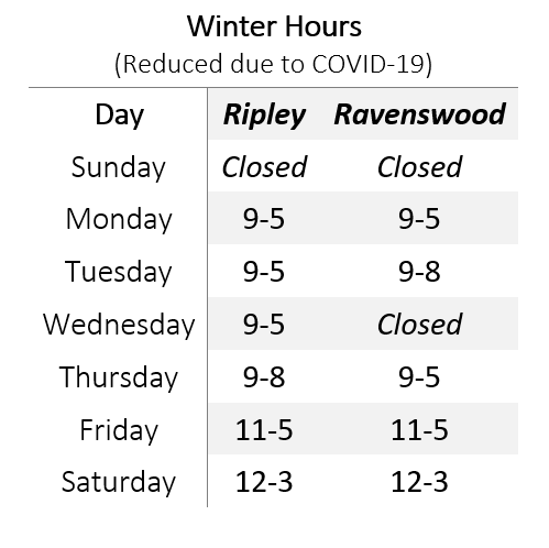 winter hours covid JCPL Winter hours (reduced due to covid)