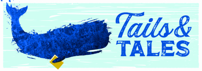 CSLP2021 AdultBanner CSLP2021 AdultBanner Image: stylized blue whatle holding a book Text: Tails & Tales